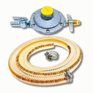 Imagem de Genérico Kit Registro Regulador de Gás com Mangueira (0,80 cm) Cinza