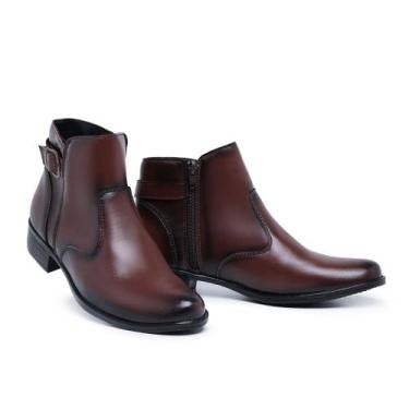 Imagem de Bota Botina Feminina Coturno Cana Curto Couro Country Confortavel Maci