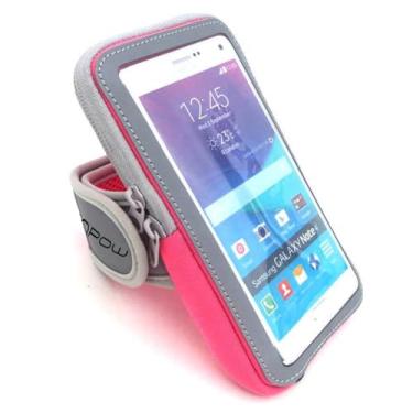 Imagem de LENPOW braçadeira esportiva multifuncional para atividades ao ar livre, à prova de suor, corrida, braçadeira, casual, bolsa de braço, bolsa de ginástica, academia, academia, bolsa de celular, chaveiro, suporte para iPhone 11 Pro XS X 8 7 Plus, Samsung Galaxy Note 5 4 S10 S9 Edge, rosa