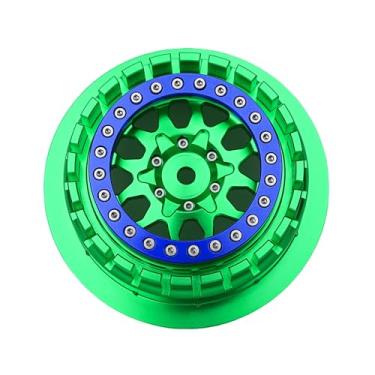 Imagem de BeaxTurbo Racing Upgrade Parts RC CNC Aluminum Beadlock Wheel V2 Proline Hyrax Tire for Traxxas UDR 1/7 Green 1PCS (Green/Blue)