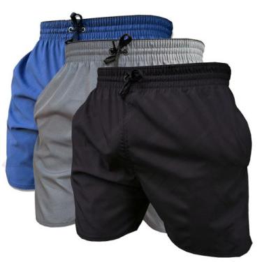 Imagem de Kit 3 Short de Elastano Dry fit Bermuda de Praia Piscina e Academia - 