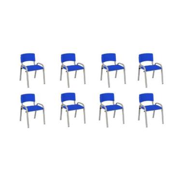 Imagem de Kit 8 Cadeira Iso Infantil Creche, Escola Base Cinza Azul - LAURALAN M