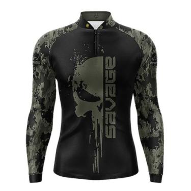 Imagem de Camisa Camiseta Blusa de Pesca Caveira com Proteção Solar uv50 - new f