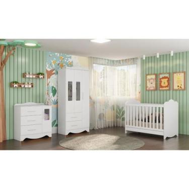 Imagem de Quarto Completo Bebe Provençal Moveis Peroba Clara MDF, Branca