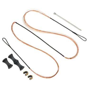 Imagem de PATIKIL Substituição de corda de arco de 127 cm, acessórios de cordas de arco para tiro com arco 12 fios com protetor de dedo e 2 pontos de fixação de latão para arco longo recurvo tradicional