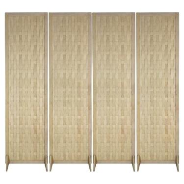 Imagem de Biombo Trançado Madeira MDF Divisoria de Ambiente Reto Divisor Decoração (4)