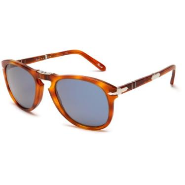 Imagem de Óculos de sol aviador Po0714 da Persol, Armação azul/lente Havana Lite, 52