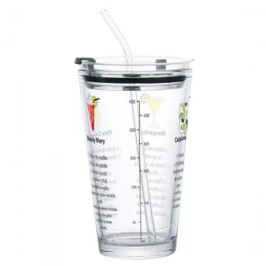 Imagem de Kit Coqueteleira Em Vidro Com Canudo 455 Ml - Full Fit