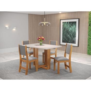 Imagem de Conjunto Sala De Jantar Mesa Romantic Com 4 Cadeiras Sol Viero Mel/Blonde/Cinza