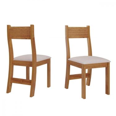 Imagem de Kit 2 Cadeiras Brisa Mel Tecido Linho Amendoa Viero Amêndoa