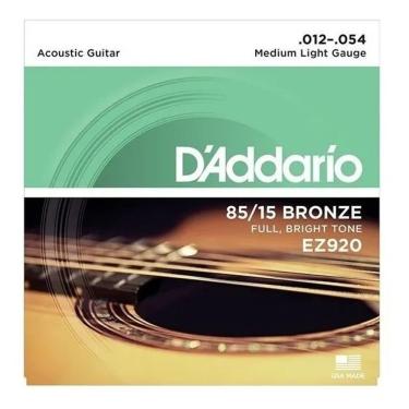 Imagem de Cordas Para Violão Aço D Addario Bronze 85-15 Ez920 .012-.054