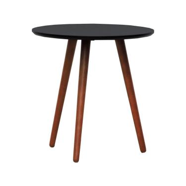 Imagem de Mesa Lateral Tripé Tampo Mdf E Pés Madeira Eucalipto Maciço - Amêndoa Preto