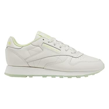Imagem de Reebok Tênis feminino de couro clássico, Giz/Citrus Glow, 38