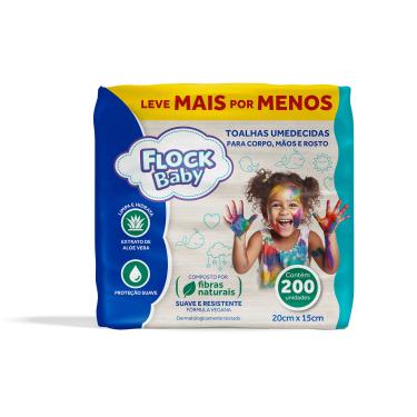Imagem de Lenço Umedecido Flock Baby Fibras Naturais 200 Unidades