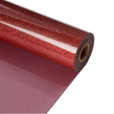 Imagem de RENLITONG Rolos de vinil de transferência de calor HTV com glitter vermelho - 30,5 cm x 6 m com glitter em vinil para camiseta e silhueta, fácil de cortar e remover ervas daninhas para design de