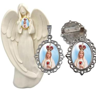 Imagem de Imagem Estatua Nossa Senhora de Fatima Com Relicario Metal Broche Resi