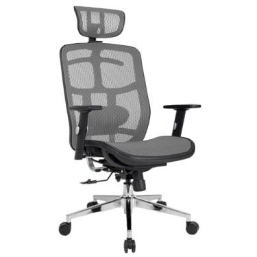 Imagem de Cadeira Escritório Ergonomica DT3 Diana em Mesh Vidartex™, apoio de cabeça 3D, apoio lombar almofadado com ajuste manual, suporta até 120kg e altura máx. de 1,80m (Grey)