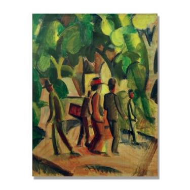 Imagem de Impressões August Macke, (corredor marrom e verde), reproduções de pinturas famosas, imagem de arte abstrata para sala de estar quarto decoração de casa. 60 x 80 cm - 23,7 x 31,5 pol. Somente tela