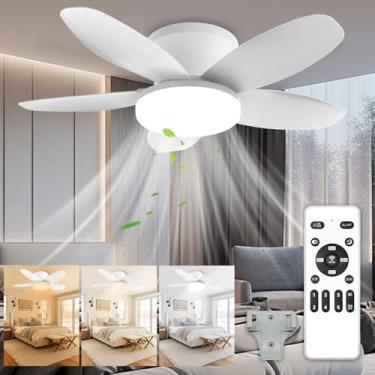 Imagem de Yoobao Ventiladores De Teto Modernos Com Luzes E Controle Remoto, 6 Velocidades 3 Cores, Fáceis Instalar, Ventilador Reversível Cc 25,6" Para Verão Inverno, Super Silencioso Quarto, Cozinha, Escritó