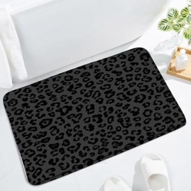 Imagem de LAEDCIITI Tapete de banho com estampa de leopardo preto guepardo selvagem safári animal poderoso gato grande moderno vintage pele animal tapete de banho, tapete absorvente, tapete de quarto, cozinha