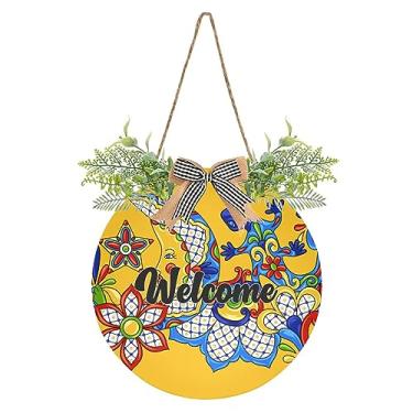Imagem de YETTASBIN Placa De Boas-Vindas Mexicana Talavera, Porta Da Frente, À Prova D'Água Para Pendurar Na Parede, Guirlanda Decorativa Varanda, Decoração Inauguração Casa, Quintal Fazenda, Jardim, Feriado,