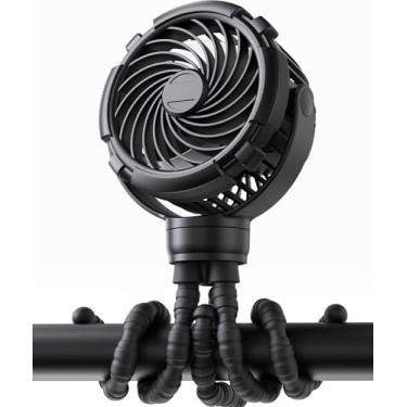 Imagem de TUNISE Ventilador do carrinho: recarregável com porta tipo C, 4000mAh, rotação de 360°, tripé flexível de 3 velocidades, clipe em qualquer lugar para o conforto do bebê - durável e fácil de limpar