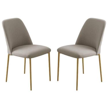 Imagem de Conjunto 2 Cadeiras Londres Linho Bege Metal Dourado