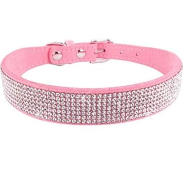 Imagem de Coleira Colar Ajustável Pet Strass Brilhante Cachorro Gato - H2, Rosa