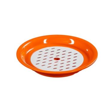 Imagem de Prato de dumpling de camada dupla de drenagem de porcelana simples e requintada estilo nórdico redondo - prato de bolinho laranja de 26,7 cm