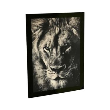 Imagem de Quadro Decorativo Leão Ilustração Desenho Detalhado Decoração Poster Quarto Sala