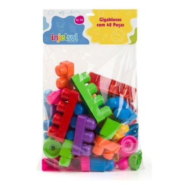 Imagem de Blocos De Montar Grandes 48pçs Brinquedo Infantil Educativo - Injetsul