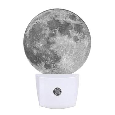 Imagem de Uanvaha Lâmpada Noturna Moon Lamp Para Meninos E Meninas, Quarto, 0,5 W, Com Dimerização, Ideal Dormir, Cinza Terra, Plug-In Led, Sensor Automático, Corredor, Escada, Cozinha