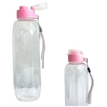 Imagem de Kit 10 Garrafa Squeeze De Plástico Água Academia Escola 600ml ROSA - A