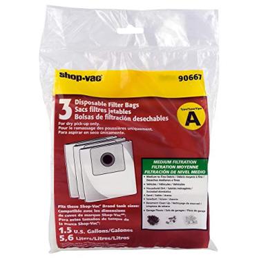 Imagem de Shop-Vac 9066733 Sacos de filtro descartáveis, serve para tanques de 1 a 1,5 galão, somente coleta a seco, branco, (pacote com 3)