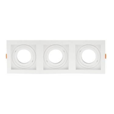 Imagem de Spot De Embutir Quadrado Recuado Triplo Par 20 Direcionável Branco