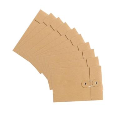 Imagem de EORTA Envelopes vintage de papel kraft, 10 unidades, com fecho de botão e cordão para convites de cartões postais, marrom, 11 x 16,7 cm, marrom