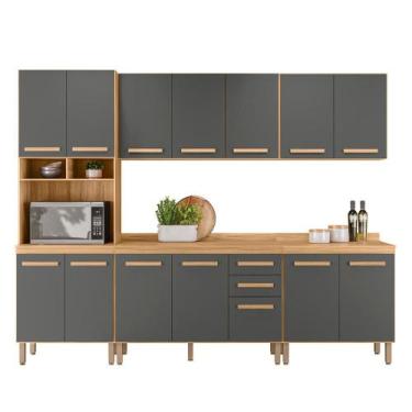 Imagem de Conjunto de Cozinha Bergamo Modulado com 14 Portas 2 Gavetas - Loja Do