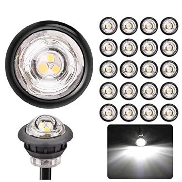 Imagem de 20 peças 3/4" luz redonda de LED de folga lateral vermelha luz de freio lanterna traseira para caminhão carro ônibus reboque 12V (branco)