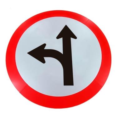 Imagem de Placa de Sinalização, Condomínio, Siga em Frente ou à Esquerda, Refletiva, 60cm, em ACM 3mm (alumínio composto)