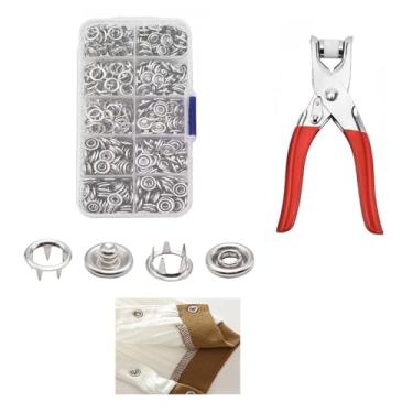 Imagem de YIGUANXIN Kit Com 100 Botões De Pressão Metal, Conjunto Ferramentas Fivela Cinco Garras E Alicate Para Artesanato, Roupas, Chapéus Costura (Prata, 9,5 Mm)