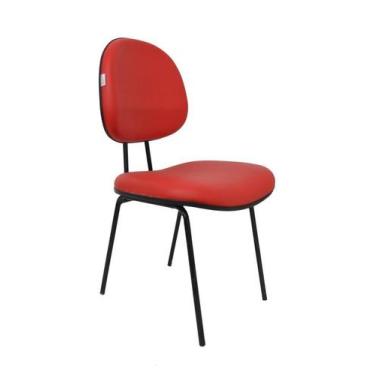 Imagem de Cadeira Fixa Executiva Zeus - Maiart, Couro Sintetico Corano, Vermelho