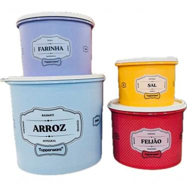 Imagem de Tupperware Kit 4 Peças Porta Mantimentos Retrô Essence Arroz Feijão Sal E Farinha