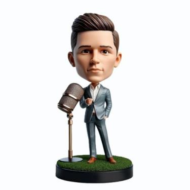 Imagem de Alto-falante de argila personalizado, cavalheiro, bobblehead da sua foto para apresentador, colega, palco, presença, vibração, decoração de mesa, lembrança feita à mão, ótima para eventos - monitores