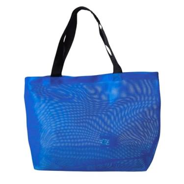 Imagem de Bolsa Sacola Feminina Tela Praia Piscina Alça Dupla Ombro Reforçada Verão Lisa Colorida Tote Transparente Barata Simples (Azul, Tamanho único)