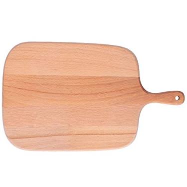 Imagem de Tábua de corte de madeira de faia cffuvros com maçaneta, tábua de arremesso de madeira grande para cozinha, pizza decorativa de pizza para churrasqueira bandeja de servir para (33 * 20 * 1.5)