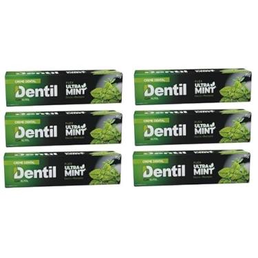 Imagem de Kit c/ 6 Creme Dental Ultra Mint Refrescante Sem Fluor Dentil 70g