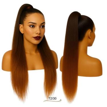 Imagem de Rabo de Cavalo Liso Ser Mulher Cabelo Yaki Straight Bio Vegetal Fibra 