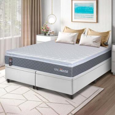 Imagem de Conjunto Box Baú Branco Luanda Cinza Espuma D28 King 193x203x69 - King House