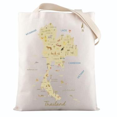 Imagem de VAMSII Presente de lembrança da Tailândia, mapa de viagem da Tailândia, presente de lua de mel para viagem na Tailândia, Usthailandtotebag