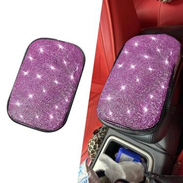 Imagem de ijuicy 1 PC Bling Capa de apoio de braço para console central de carro, linda incrustada com strass, decoração elegante e brilhante, capa protetora para console central, almofada de descanso de braço,